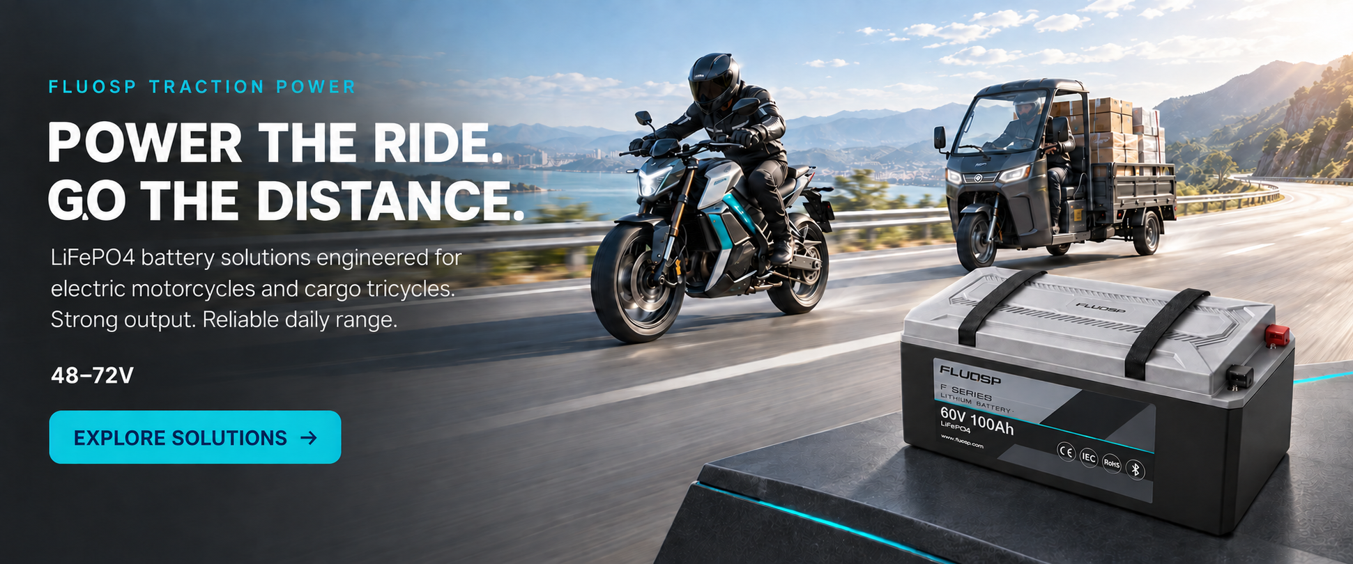 FLUOSP 48–72V electric motorcycle and electric tricycle power batteries
