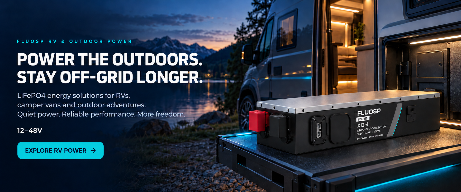 FLUOSP 12–48V RV and outdoor power batteries